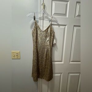 Scala Gold Sequin/Silk Mini Dress Size Small NWT